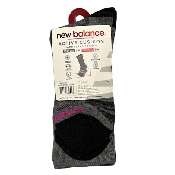 New Balance Active Cushion Crew Socks 3-Pk - Picture 4 of 5